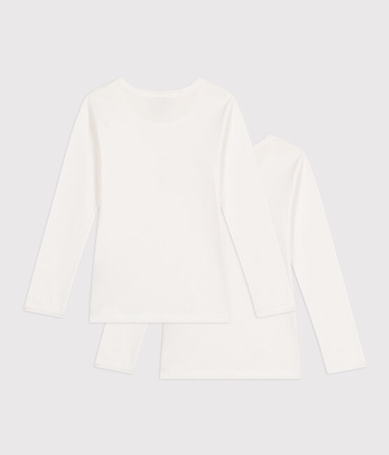 Lote de 2 camisetas blancas de manga larga de niña variante 1