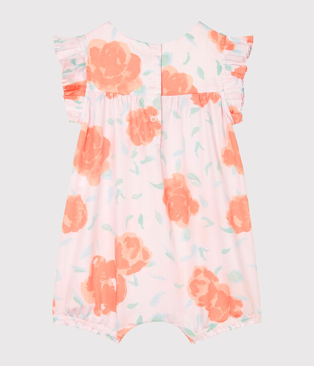 Mono corto de sat&eacute;n estampado para beb&eacute; ni&ntilde;a rosa/multicolor