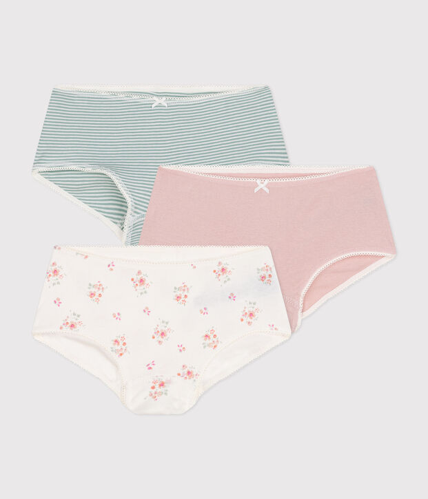 Juego de 3 culottes infantiles de algod&oacute;n con flor multicolor