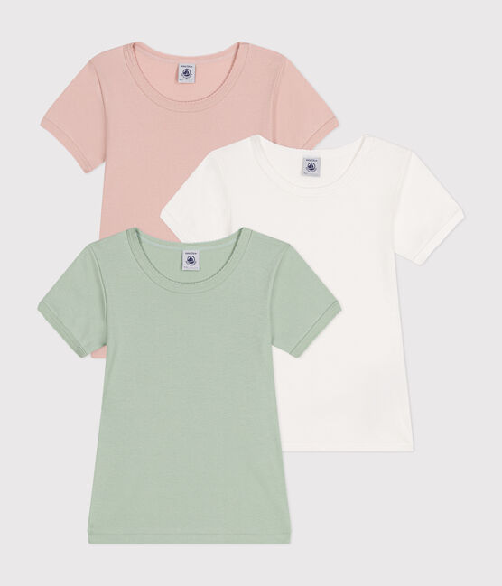Juego de 3 camisetas infantiles lisas de algodón de manga corta variante 1