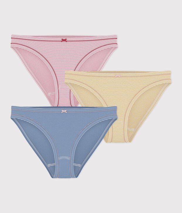 Juego de braguitas de algod&oacute;n a rayas para mujer multicolor