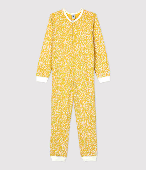 Mono con flores de niña de rizo cepillado amarillo OCRE/blanco MARSHMALLOW