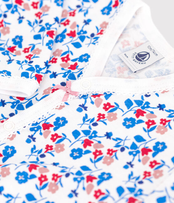 Pijama de algodón con flores para bebé blanco MARSHMALLOW/blanco MULTICO