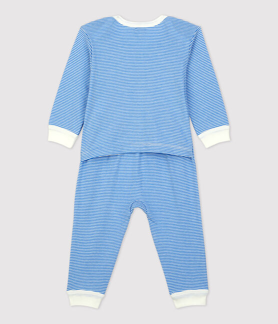 Pelele sin pies de algodón orgánico para bebé azul BRASIER/gris MARSHMALLOW
