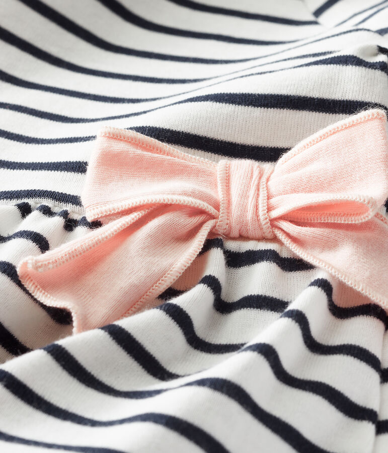 Vestido de manga corta a rayas para beb&eacute; ni&ntilde;a blanco/azul