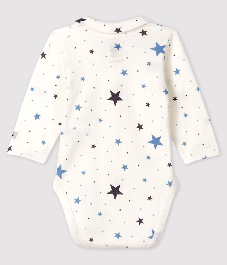 Body de estrellas de tejido acanalado con cuello para beb&eacute; ni&ntilde;o blanco/multicolor