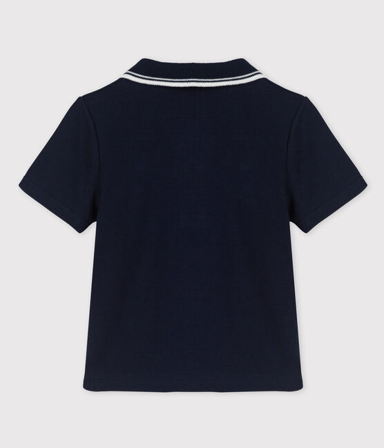 Polo de manga corta de canalé de bebé niño azul SMOKING