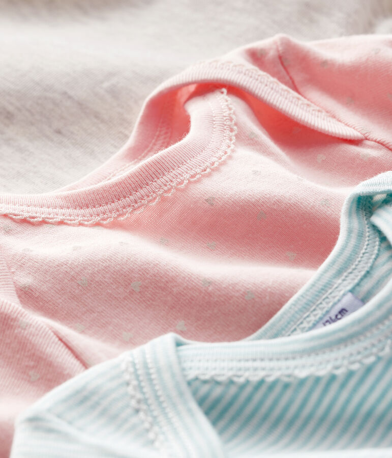 Juego de 3 bodis de manga larga para beb&eacute; ni&ntilde;a multicolor