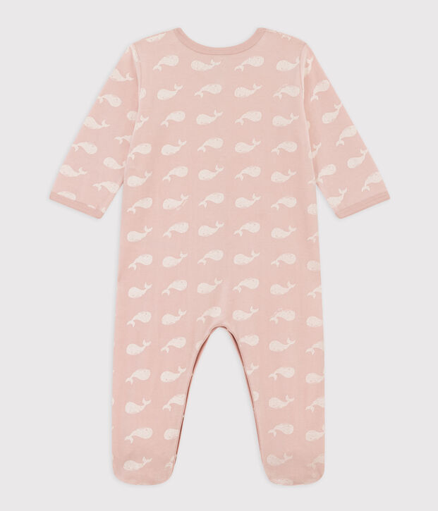 Pelele de terciopelo con ballenas rosas rosa/blanco