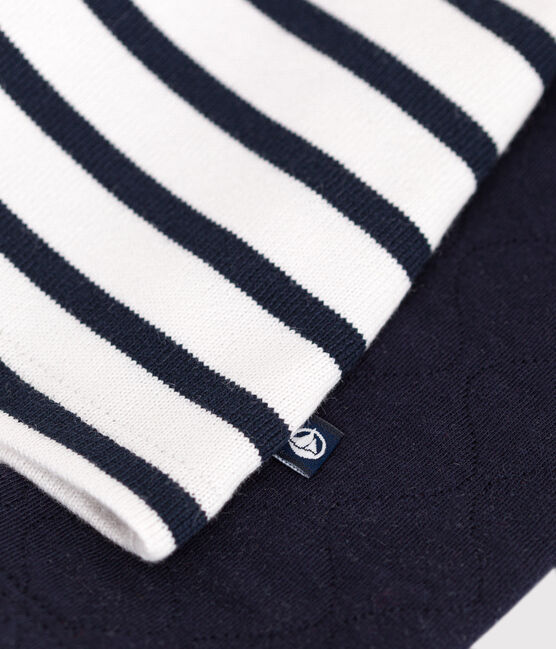 Vestido de manga larga de túbico para bebé azul SMOKING/blanco MARSHMALLOW
