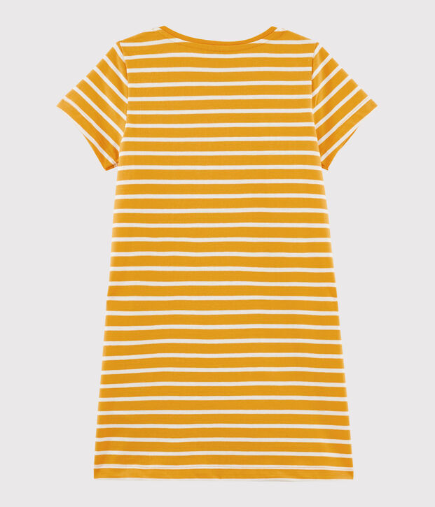 Vestido de manga corta para ni&ntilde;a amarillo/blanco