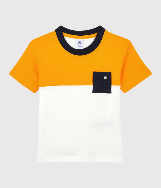 Camiseta de manga corta de algodón de niño amarillo TEHONI/blanco MARSHMALLOW