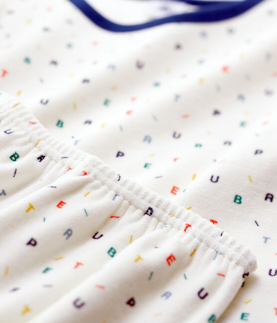 Pijama con estampado de letras multicolores de terciopelo blanco MARSHMALLOW/blanco MULTICO