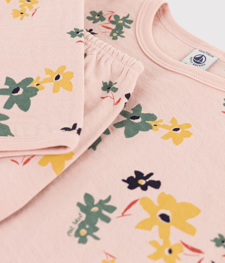 Pijama de t&uacute;bico con flor para ni&ntilde;a rosa SALINE/blanco MULTICO
