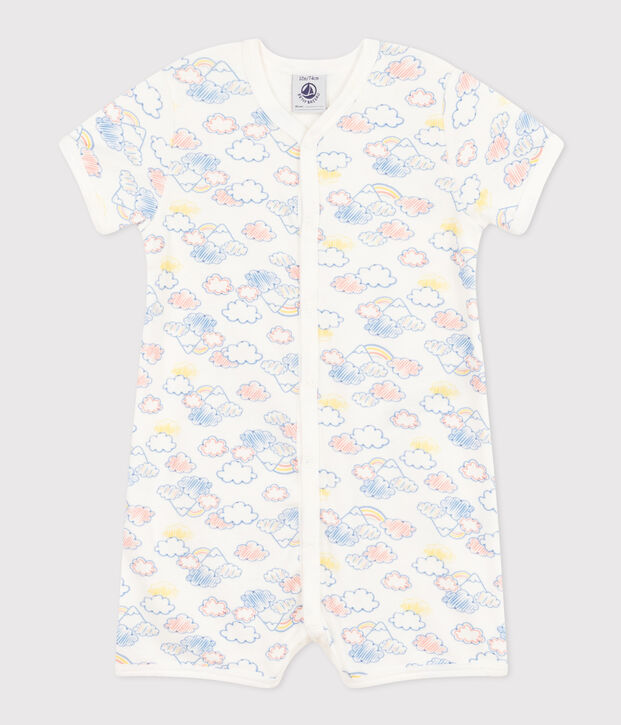 Mono de algod&oacute;n con estampado de arco&iacute;ris para beb&eacute; blanco/multicolor