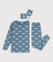 Pijama de algodón con motivo de pájaro y máscara para niña azul ROVER/blanco MARSHMALLOW