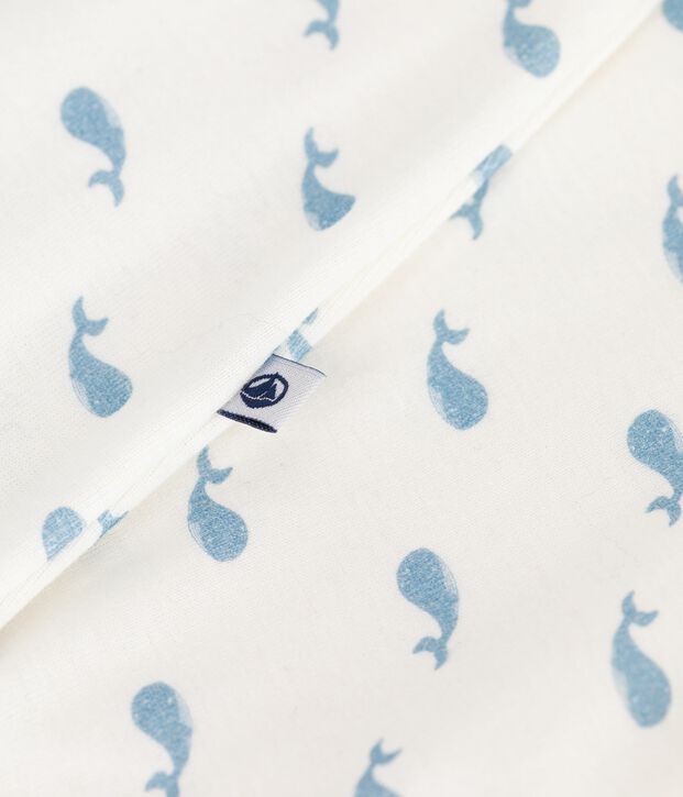 Bodyjama sin pies de algod&oacute;n con estampado de ballenas para beb&eacute; blanco/azul