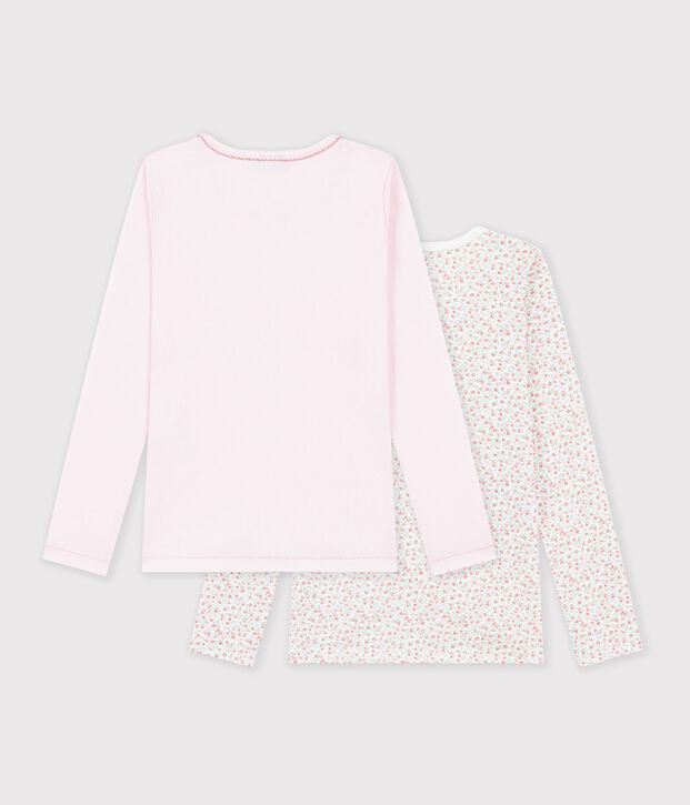 Juego de camisetas infantiles de algod&oacute;n de manga larga con flores multicolor