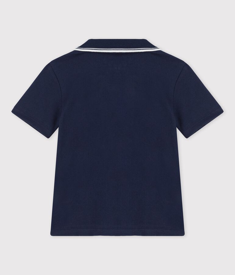 Polo de manga corta de punto de ni&ntilde;o azul