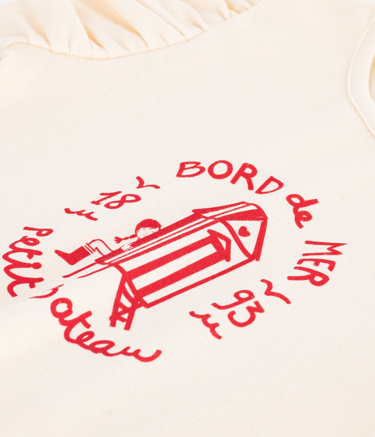 Camiseta infantil de manga corta de algod&oacute;n con estampado crudo