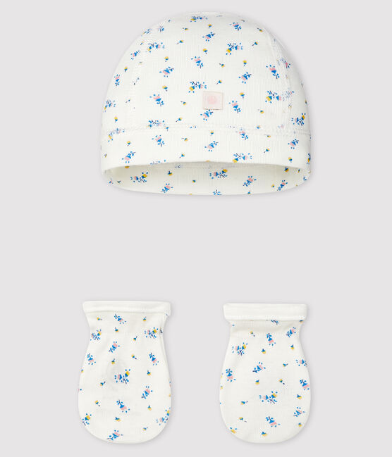 Juego de Gorro de recién nacido y manoplas de bebé de algodón orgánico variante 1