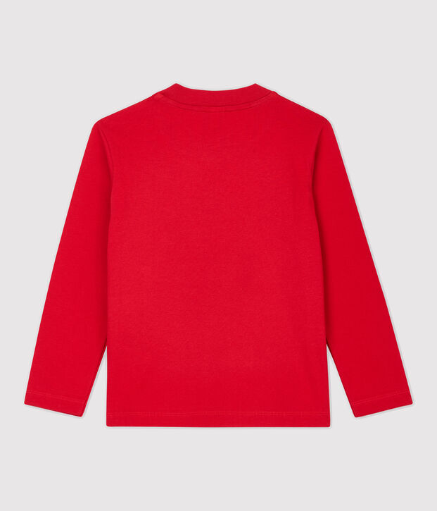 Camiseta de manga larga de algod&oacute;n de ni&ntilde;o rojo