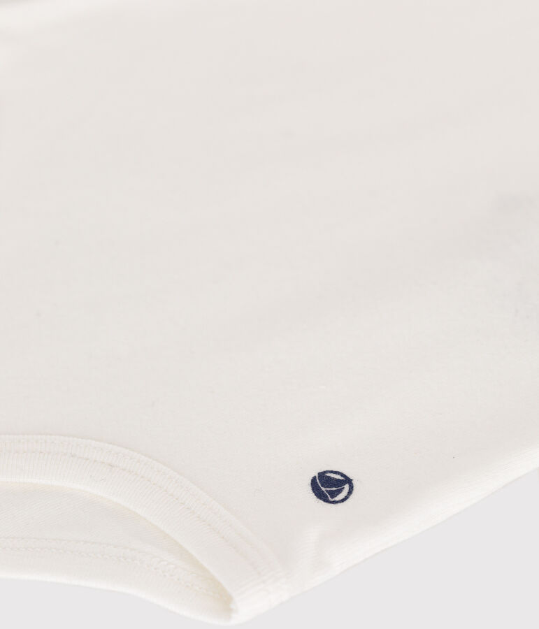 Body de algod&oacute;n de manga corta con cuello de polo para beb&eacute; blanco MARSHMALLOW