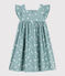 Vestido largo infantil sin mangas de algodón con flores azul PAUL/blanco MARSHMALLOW
