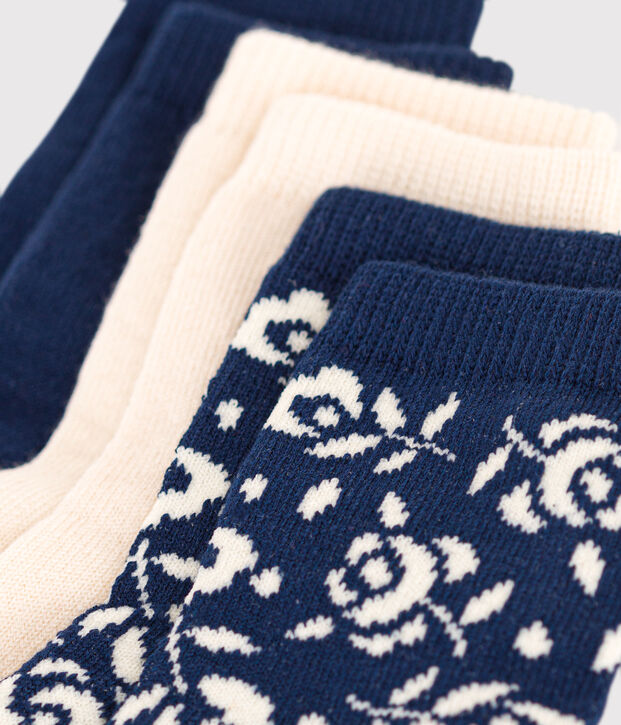 3 pares de calcetines de algod&oacute;n con flores para beb&eacute; multicolor