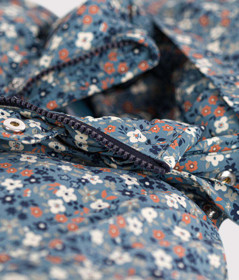 Chaqueta acolchada semilarga estampada para ni&ntilde;a azul/multicolor