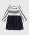 Vestido de manga larga para bebé niña blanco MARSHMALLOW/ SMOKING ARGENT BRILLANT
