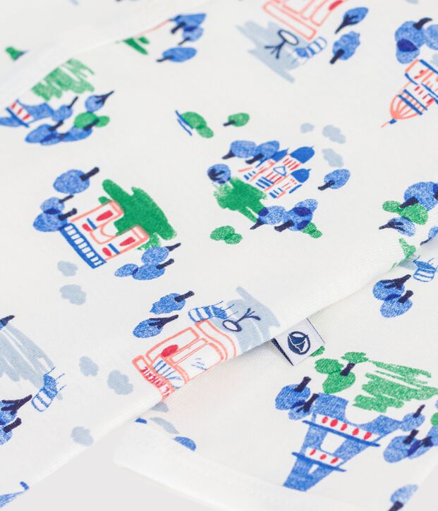 Pijama de algod&oacute;n sin pies para beb&eacute; con estampado de Par&iacute;s blanco/multicolor