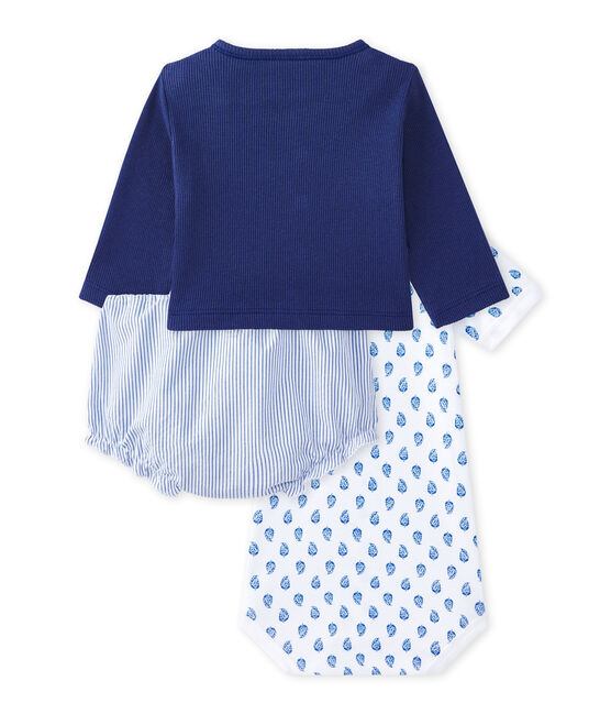 Conjunto de 3 piezas para bebé niño azul CHALOUPE/blanco ECUME/ PERSE