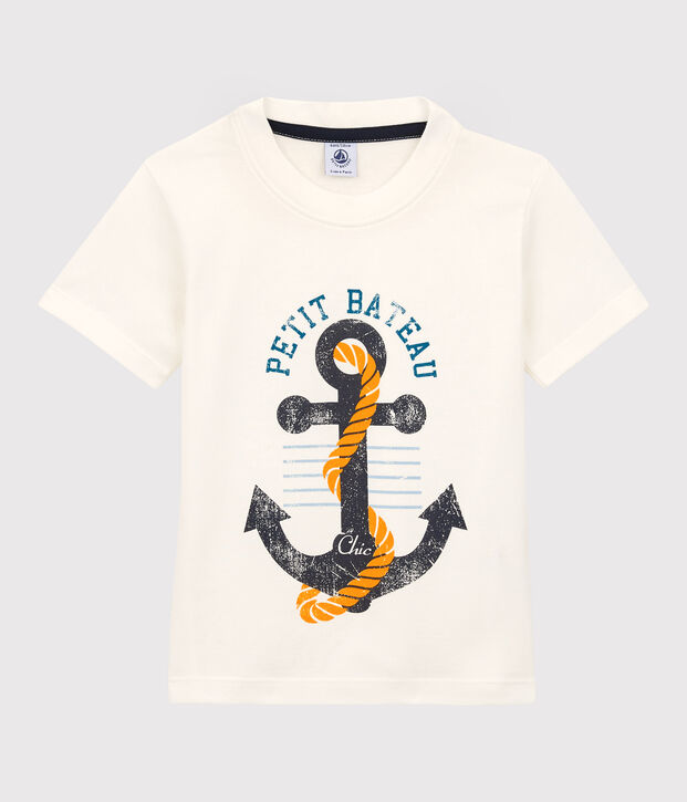 Camiseta de manga corta de punto de ni&ntilde;o blanco