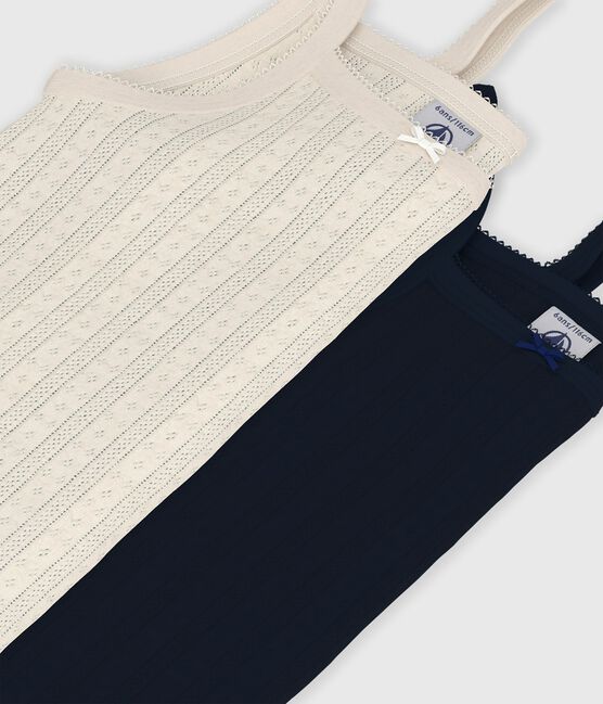 Juego de camisetas de tirantes infantiles lisas de algodón calado variante 1