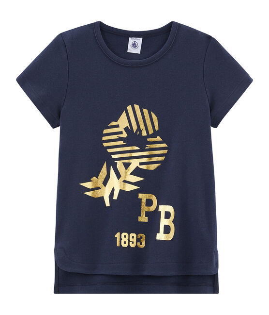 Camiseta de manga corta para niña azul SMOKING