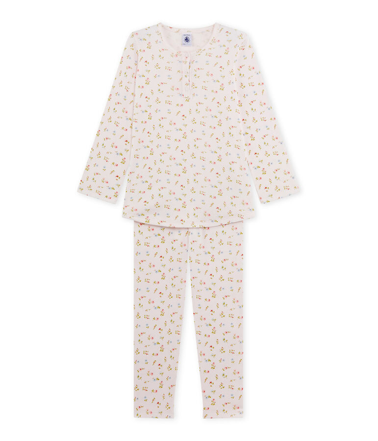 Pyjama fille &agrave; imprim&eacute; petites fleurs rosa/multicolor