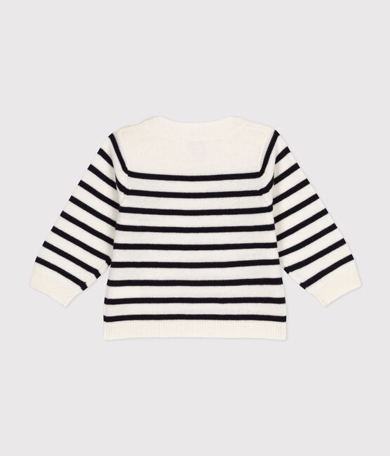 Jersey de punto tricotado de lana y algodón para bebé blanco MARSHMALLOW/azul SMOKING