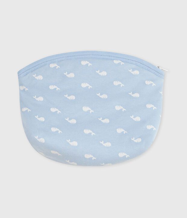 Bolsa de mano de algod&oacute;n con estampado de ballenas para beb&eacute; azul/blanco
