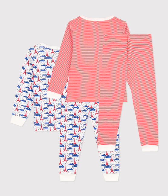 Juego de 2 pijamas de algodón París y rayas para niño/niña variante 1
