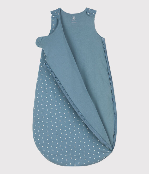 Saco de dormir de algod&oacute;n con estrellas para beb&eacute; azul/crudo