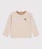 Camiseta infantil de manga larga a rayas beige/crudo/beige