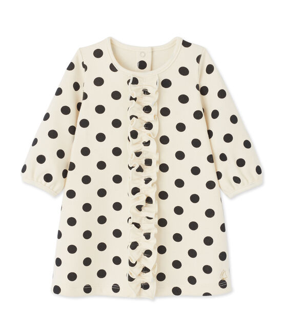 Robe bébé fille à pois beige COQUILLE/gris CAPECOD