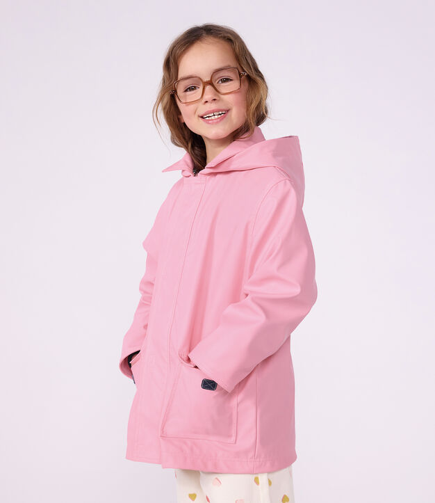 Chubasquero ic&oacute;nico liso infantil rosa