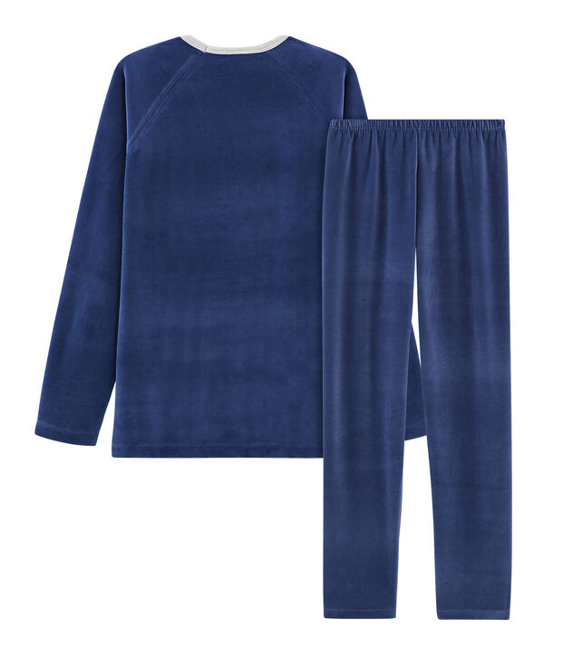 Pijama de terciopelo para ni&ntilde;o azul/azul