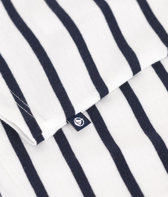 Blusa sin mangas de algodón a rayas para bebé blanco MARSHMALLOW/azul SMOKING