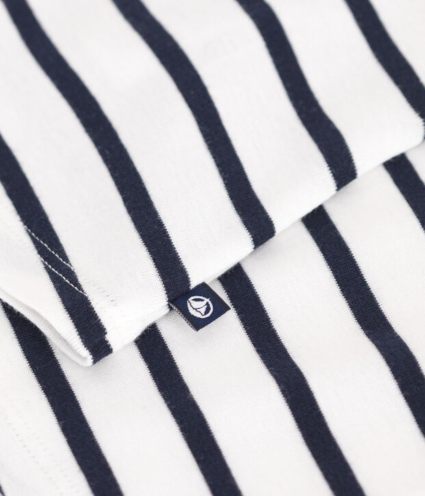 Blusa sin mangas de algod&oacute;n a rayas para beb&eacute; blanco/azul