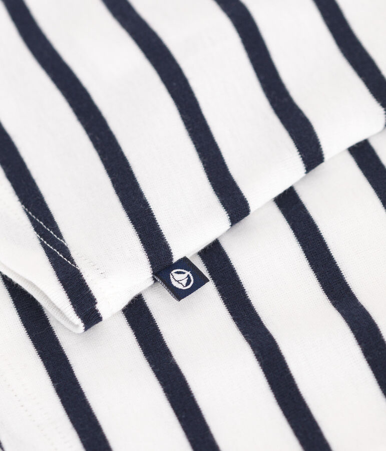 Blusa sin mangas de algod&oacute;n a rayas para beb&eacute; blanco/azul