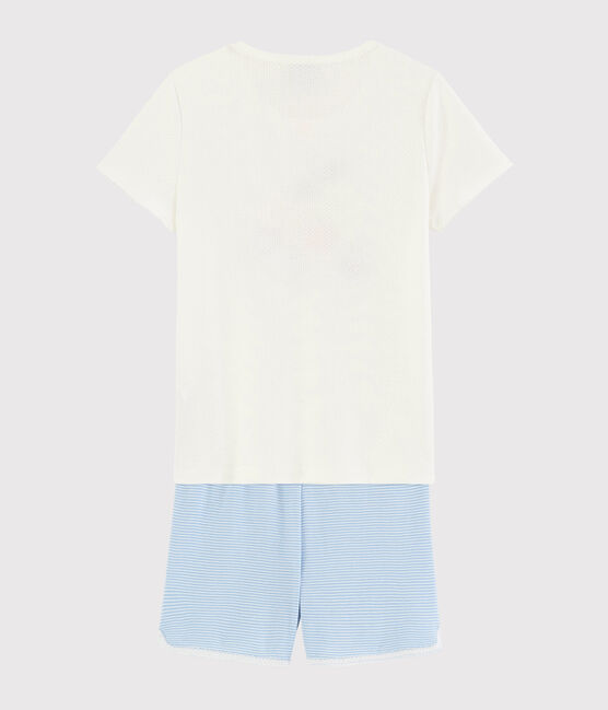 Pijama corto con estampado de frutas de verano de niña de algodón blanco MARSHMALLOW/blanco MULTICO