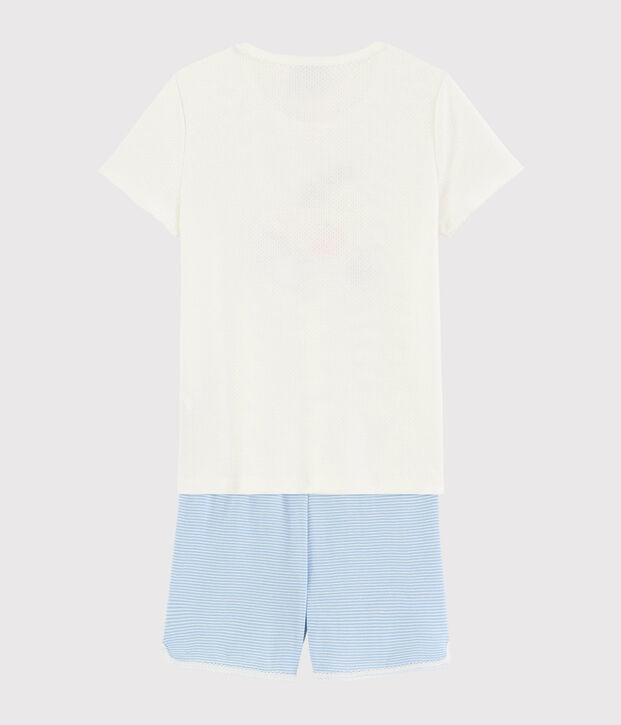 Pijama corto con estampado de frutas de verano de ni&ntilde;a de algod&oacute;n blanco/multicolor